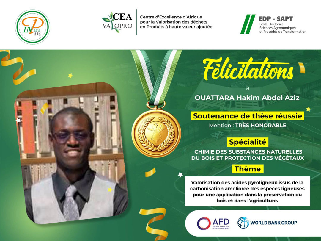 Félicitations au Dr. OUATTARA pour cette contribution scientifique porteuse d’impact environnemental, économique et social !